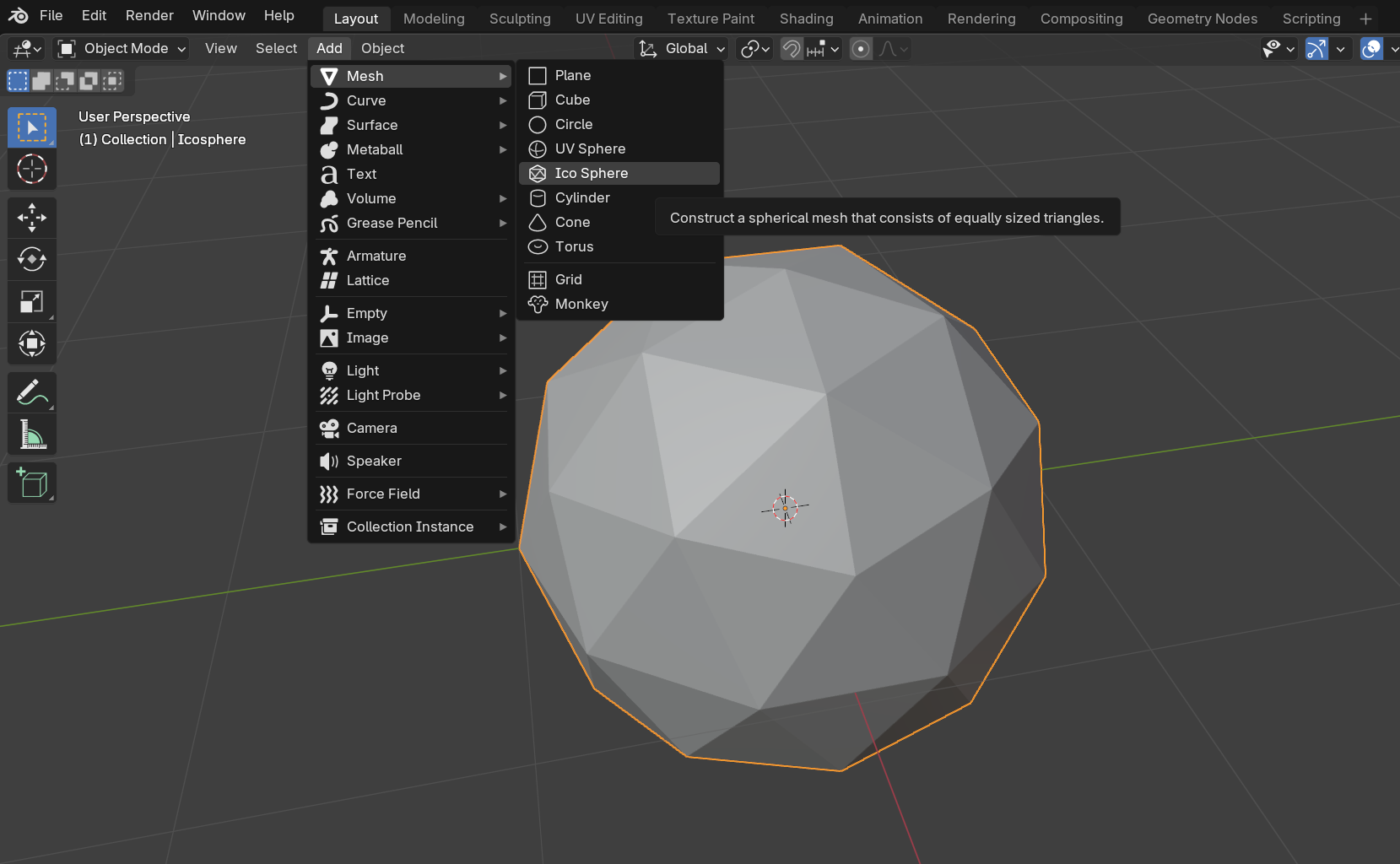 Creating a new icosphere